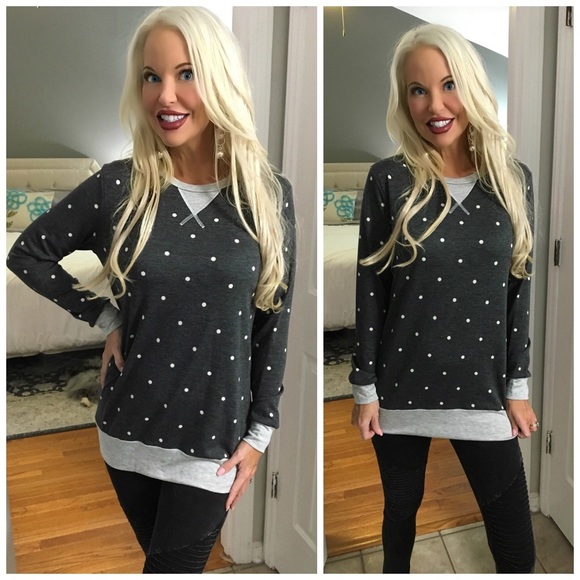 Tops - ❤️LAST 1!  PARTY SALE French Terry Polka Dot Top!